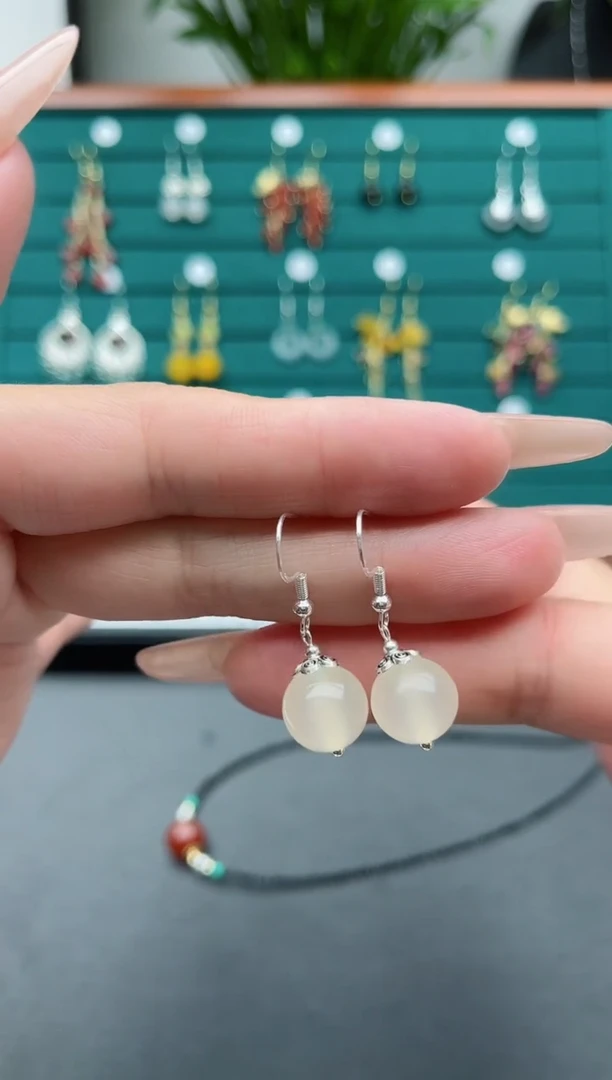 【闪购商品】南红玛瑙耳饰银S925镶嵌162