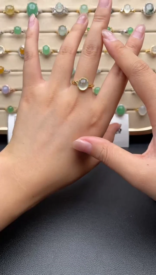 银S925镶嵌戒指翡翠一物一证一礼盒