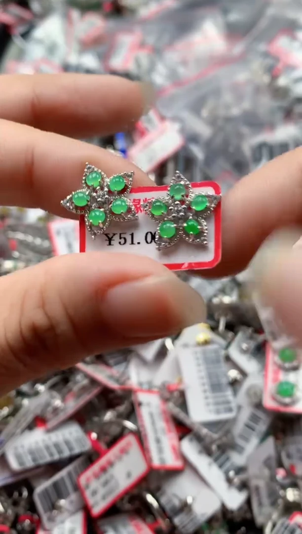 银S925镶嵌戒指翡翠天然A货缅甸翡翠