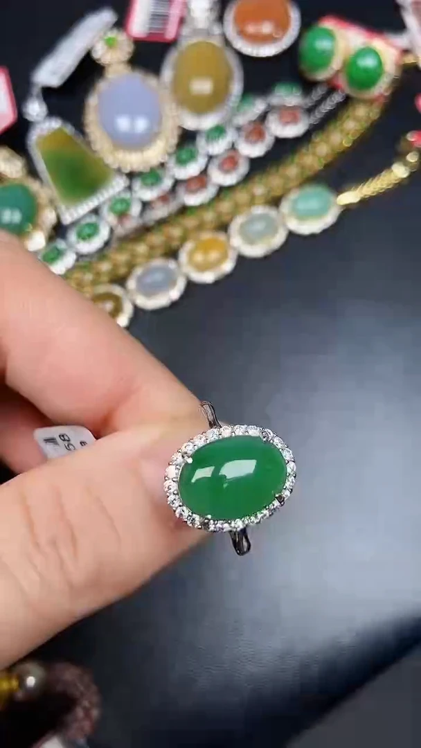 银S925镶嵌戒指翡翠3140