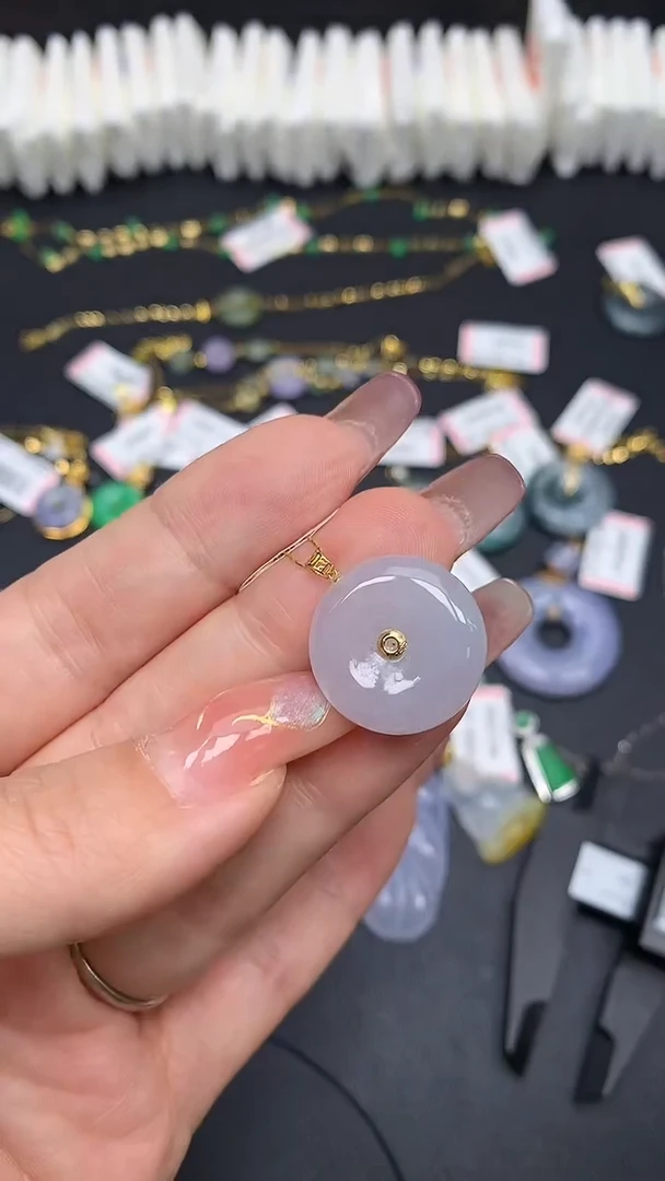 翡翠18K金镶嵌吊坠(不含链)MS193571