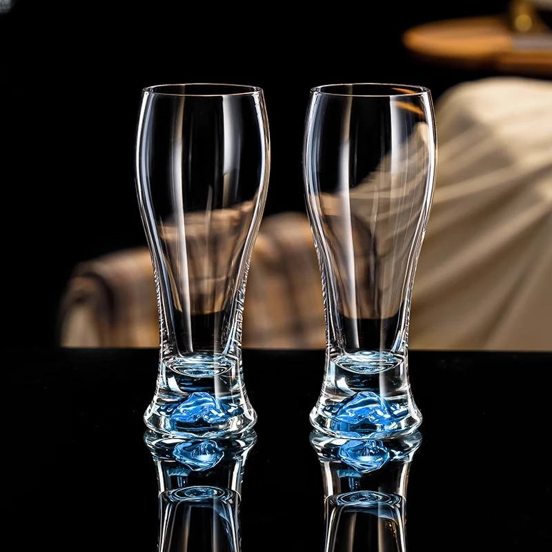 家用大号蓝山啤酒杯大容量爆款精酿玻璃英雄杯扎啤杯高脚高颜值