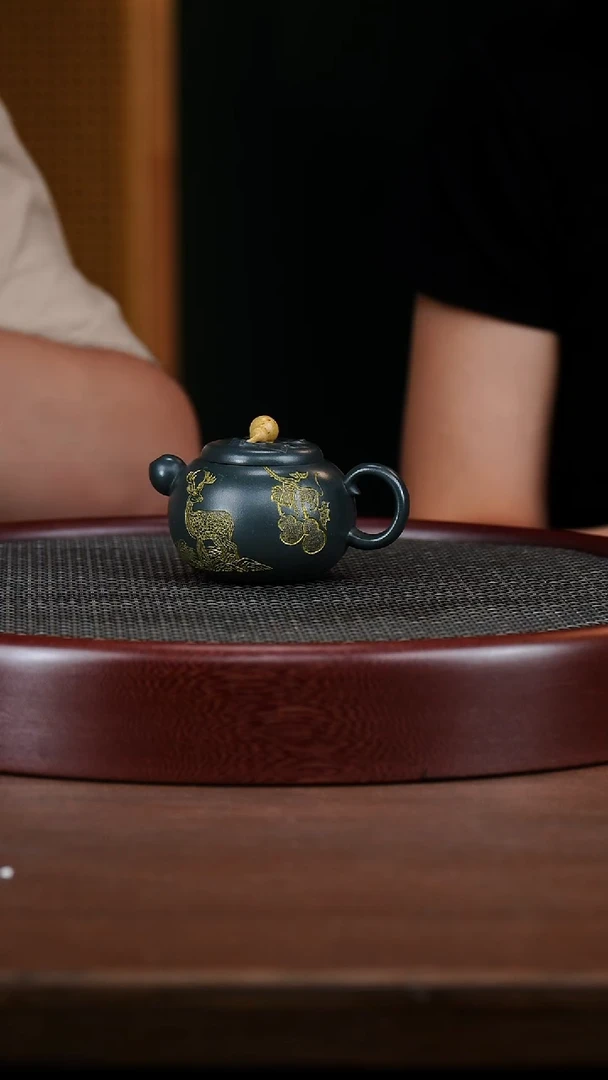 茶壶紫砂54WHJ福禄双喜 君子兰130cc
