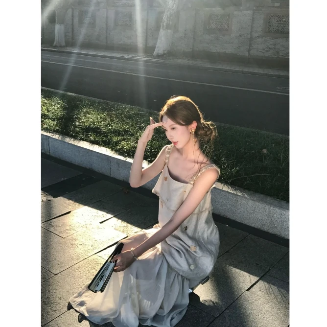 刘有有【竹枝词】气质复古上衣白色温柔显瘦高腰长裙时尚套装裙子