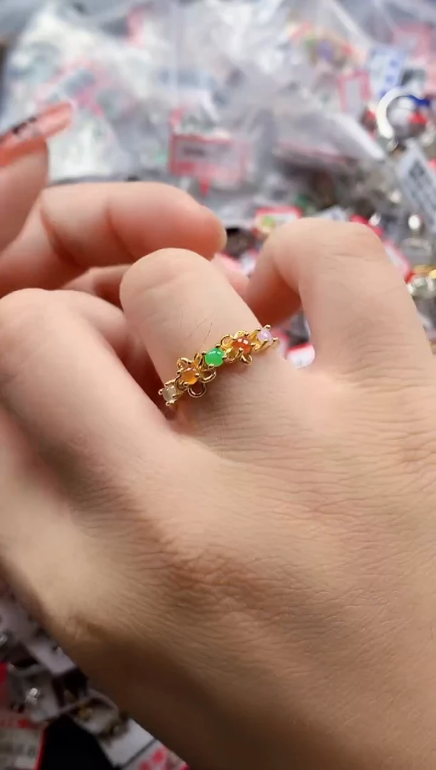 银S925镶嵌戒指翡翠天然A货缅甸翡翠