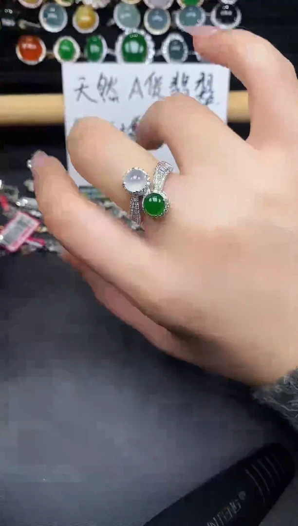 银S925镶嵌戒指翡翠35835