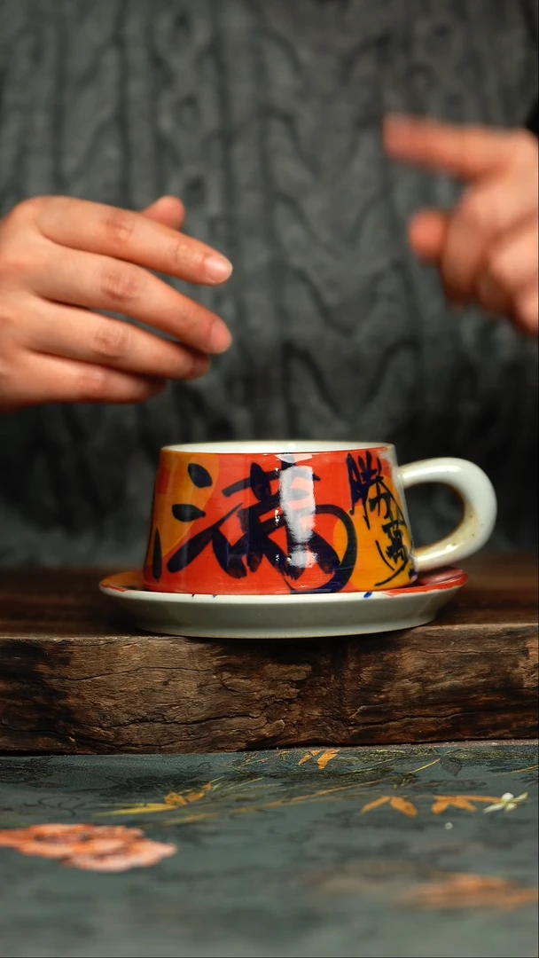 【闪购商品】杯杯釉下彩手工手绘同款陶器