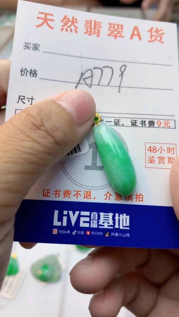 颈饰18K金镶嵌翡翠天然A货翡翠百元以上9元证书费自理
