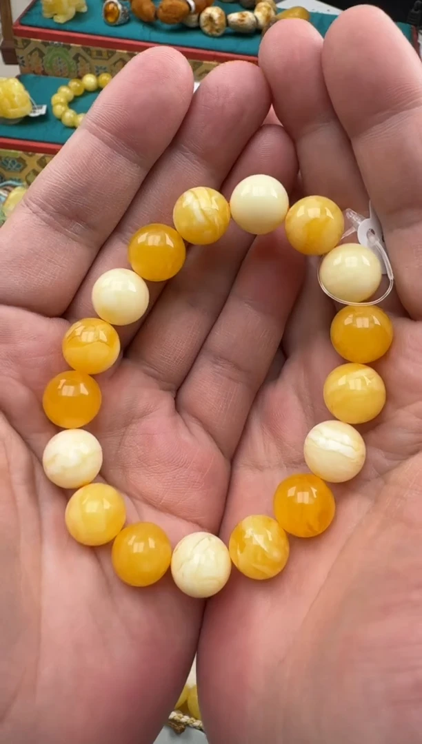 琥珀未镶嵌珠宝奇石19.5克精品多宝手串HZ330