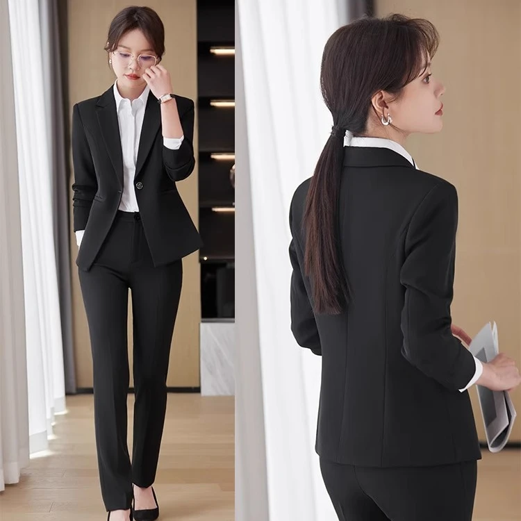 西装套装女大学生面试正装气质职业西服外套大码胖mm工作服工装秋