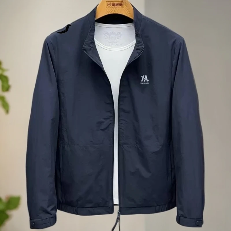 NYIG2025秋季新款轻奢男士立领夹克休闲时尚百搭简约上衣外套商务