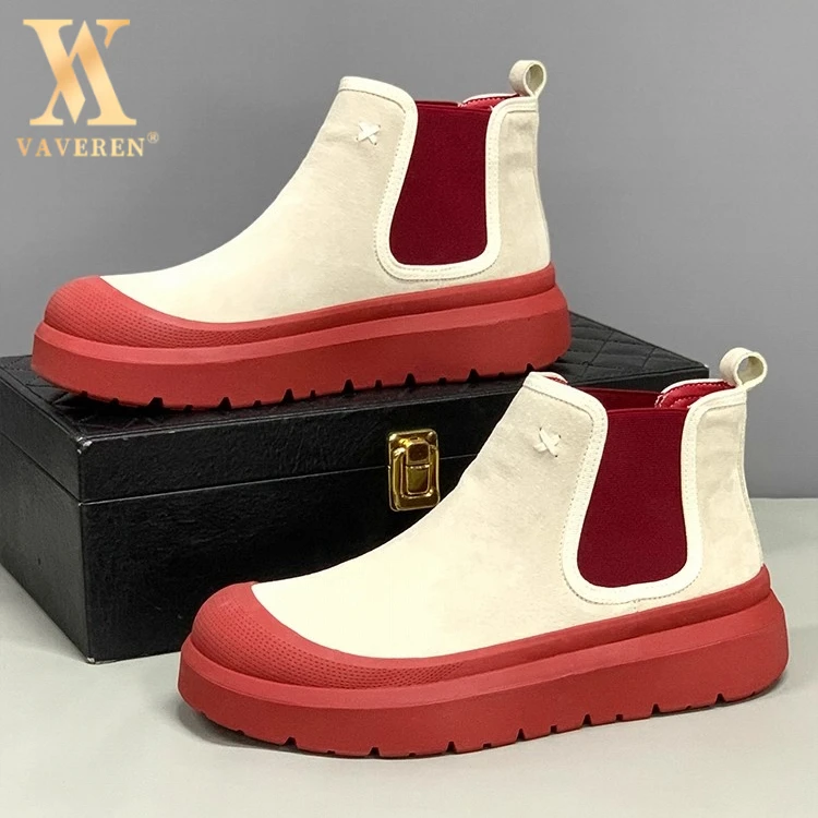 蛇年限定男鞋2025新款本命年红色鞋真皮高帮鞋厚底东北男款马丁靴