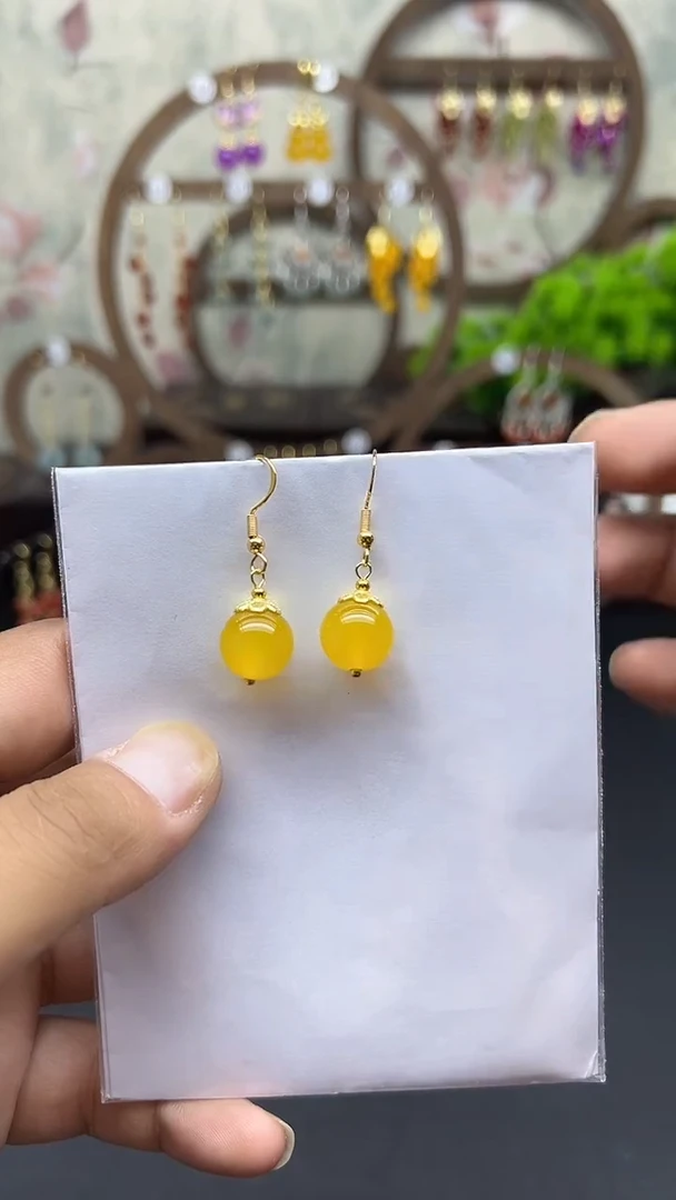 银S925镶嵌耳饰玛瑙/玉髓031