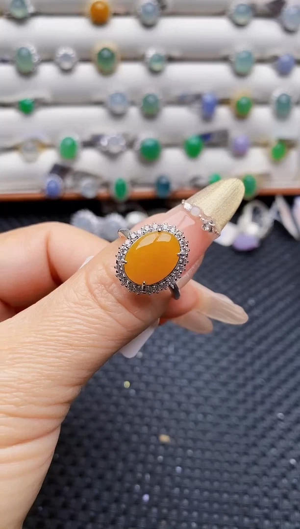 银S925镶嵌戒指翡翠0563