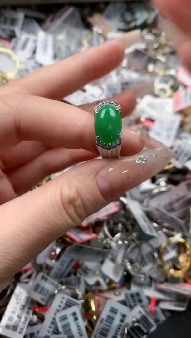 银S925镶嵌戒指翡翠131313---3