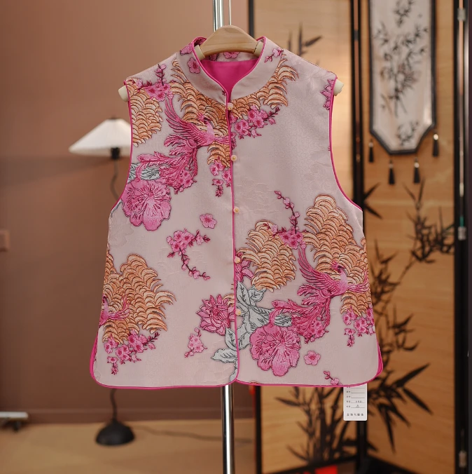 【粉凤凰】新中式2025春季新款提花粉色花朵高级感时髦马甲女