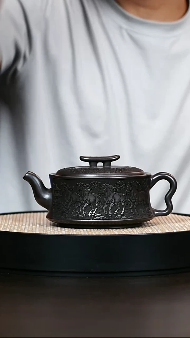 茶壶紫砂石黄金马玉堂