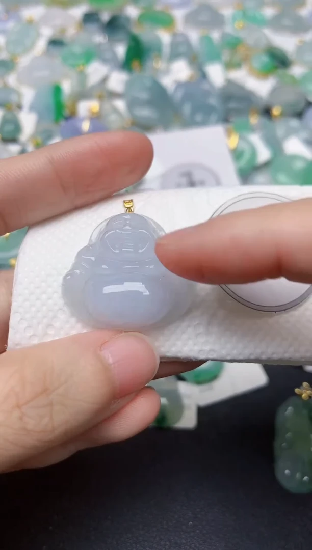 颈饰18K金镶嵌翡翠天然缅甸A货翡翠