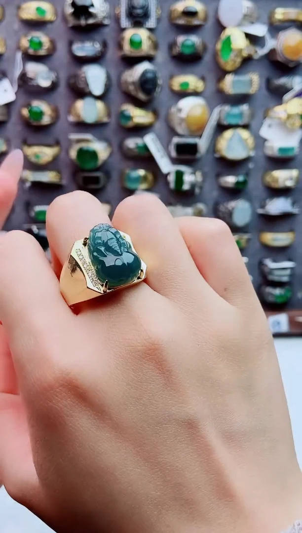 未镶嵌戒指翡翠天然翡翠男戒