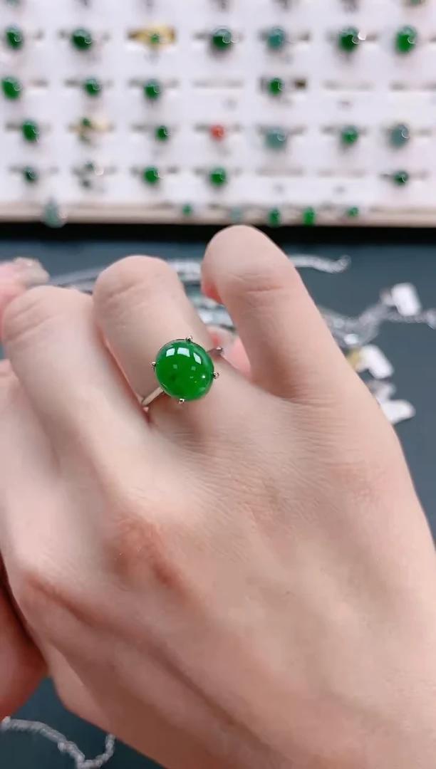 【闪购商品】翡翠戒指银S925镶嵌天然翡翠