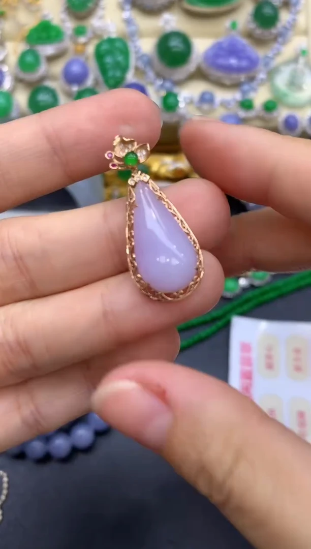 颈饰18K金镶嵌翡翠284-中国好珍宝