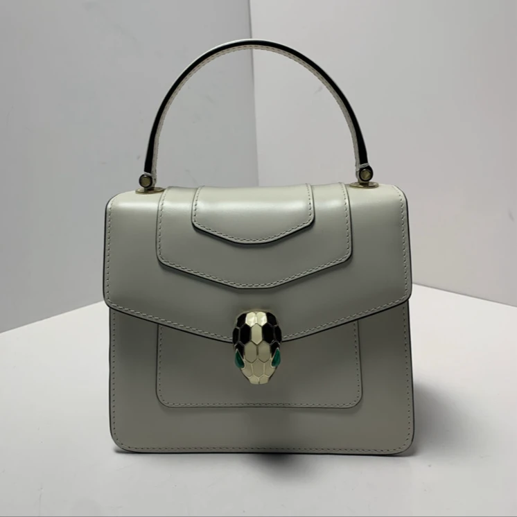 95新 BVLGARI/宝格丽 蛇头包 小号 手柄款 白色 皮革C P205741942