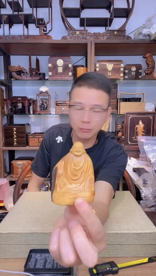 乌木类书架671崖柏整木弥勒摆件