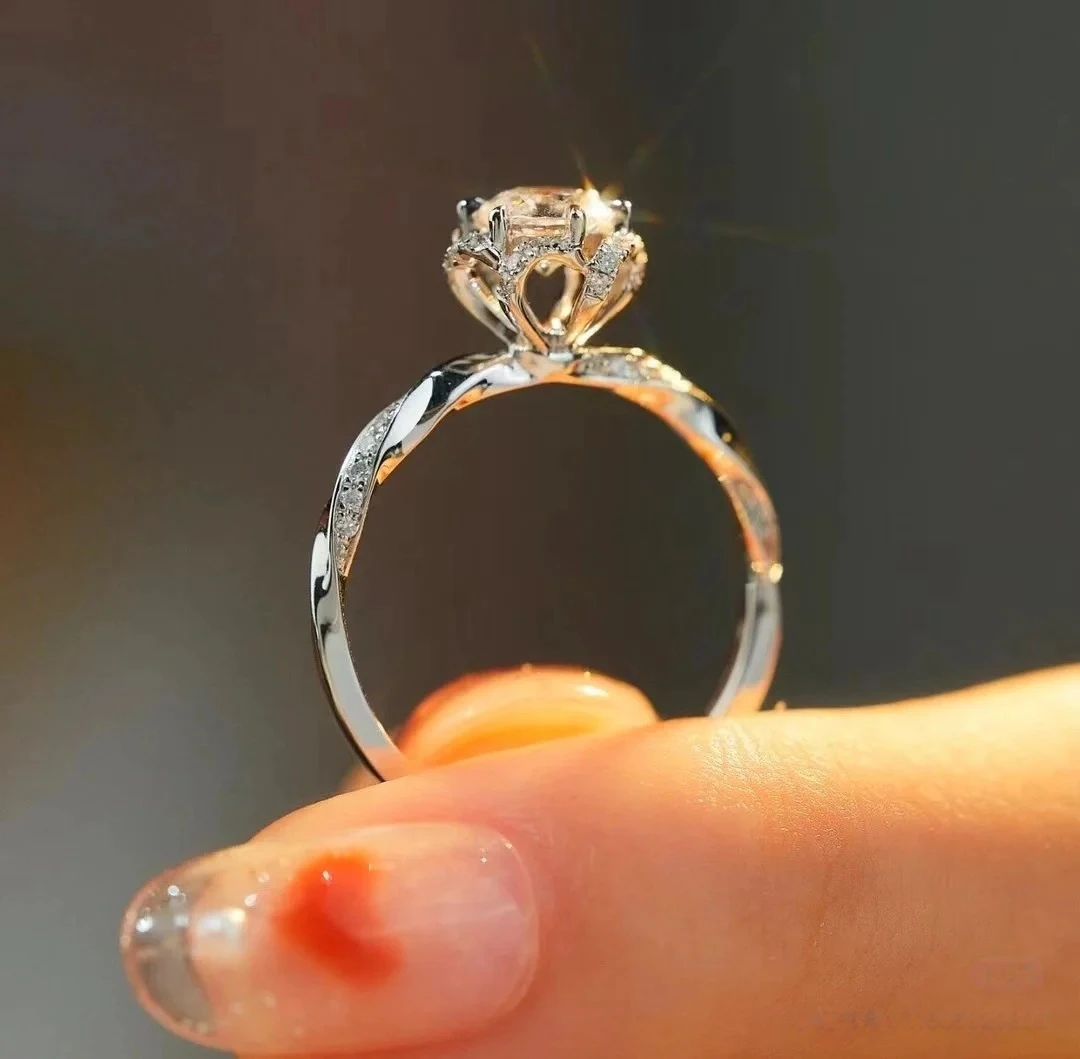 一克拉情侣对戒求婚ins小众轻奢不掉色可调节戒指指环