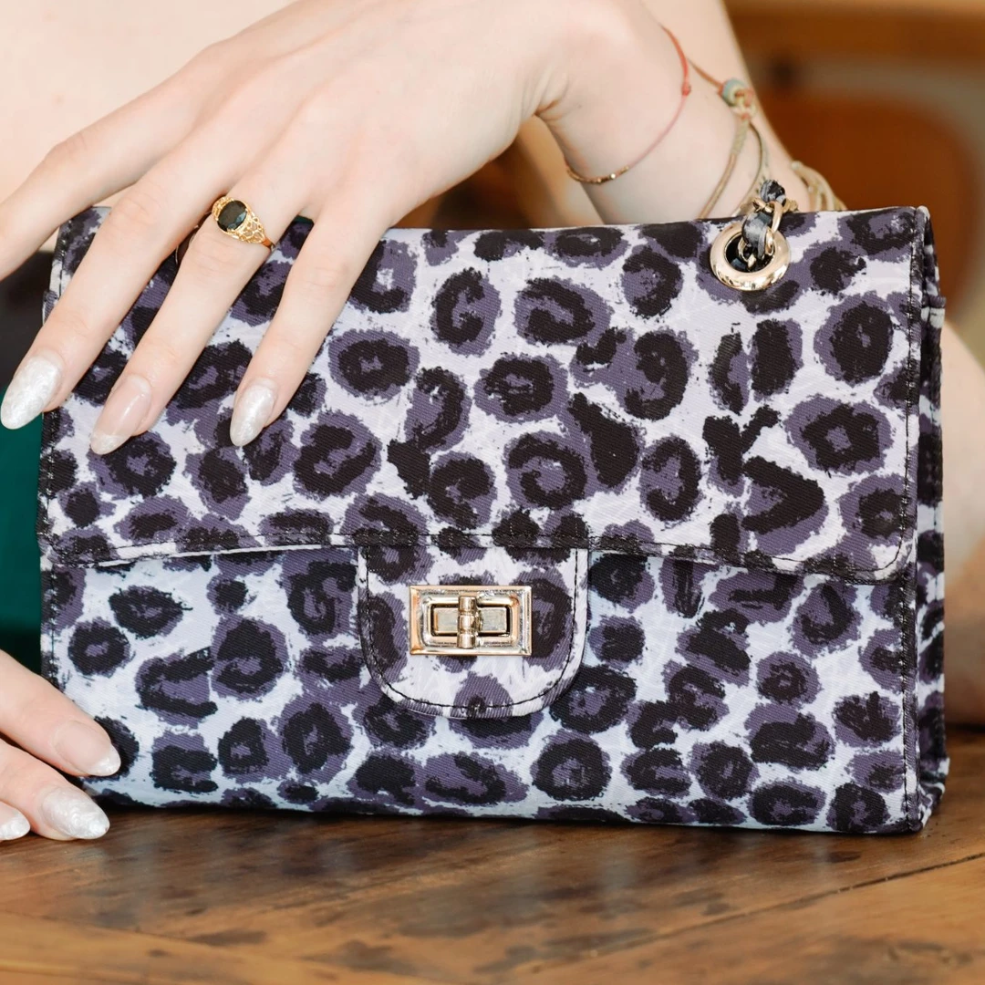 无则艺【链条包】黑豹甜酷辣妹奶牛纹豹纹单肩斜挎小方包时尚潮流