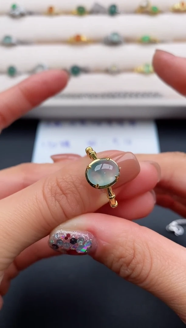 银S925镶嵌戒指翡翠7777777+4