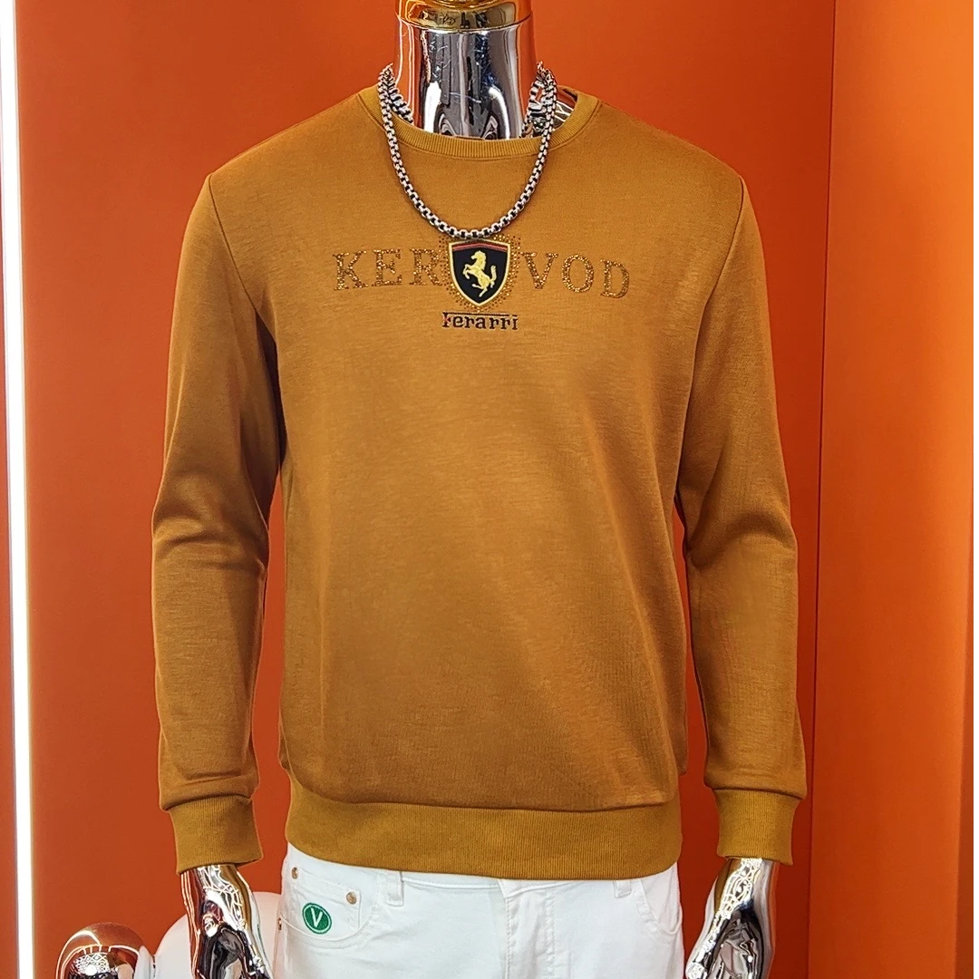 【加绒加厚福利款】欧货长袖中高领加绒卫衣秋冬男装男生圆领9759