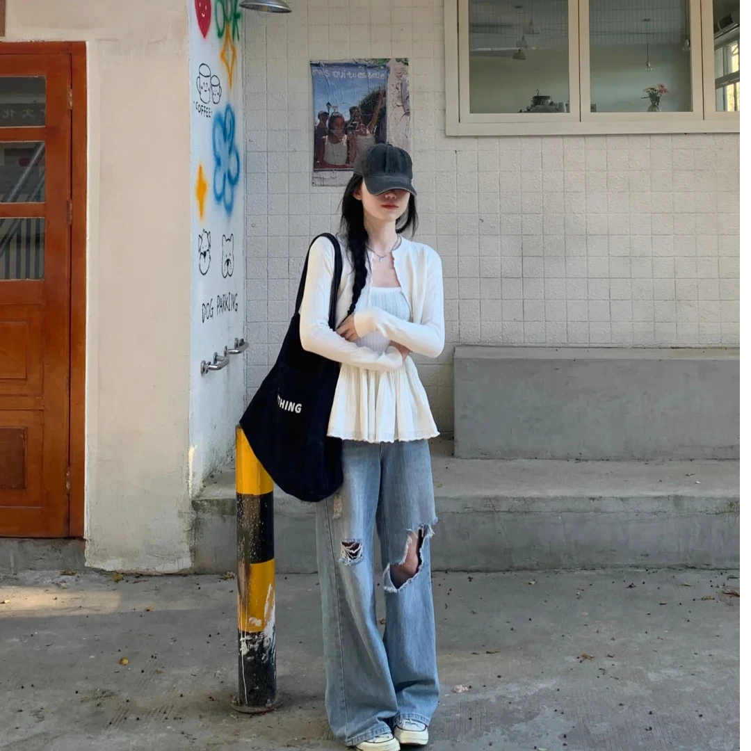 2025早秋新款时尚套装气质显瘦洋气休闲百搭性感辣妹吊带上衣开衫