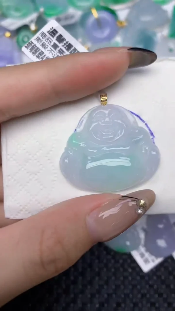 颈饰18K金镶嵌翡翠天然缅甸翡翠a货百元以上9元证书费自理