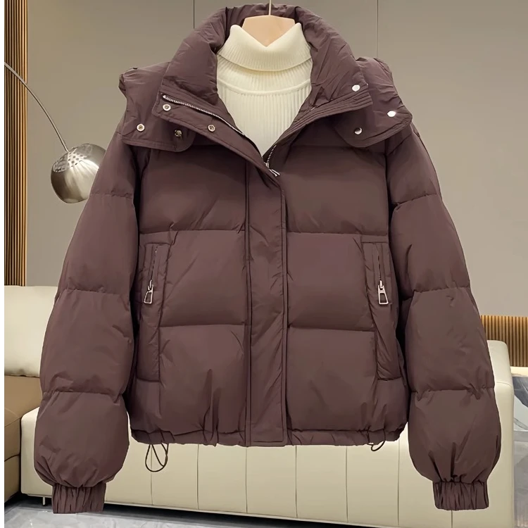 韩版立领棉衣短款显瘦休闲秋冬棉服连帽面包服小个子冬装宽松外套