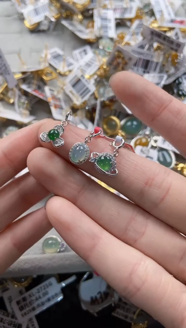 翡翠戒指银S925镶嵌4444----1