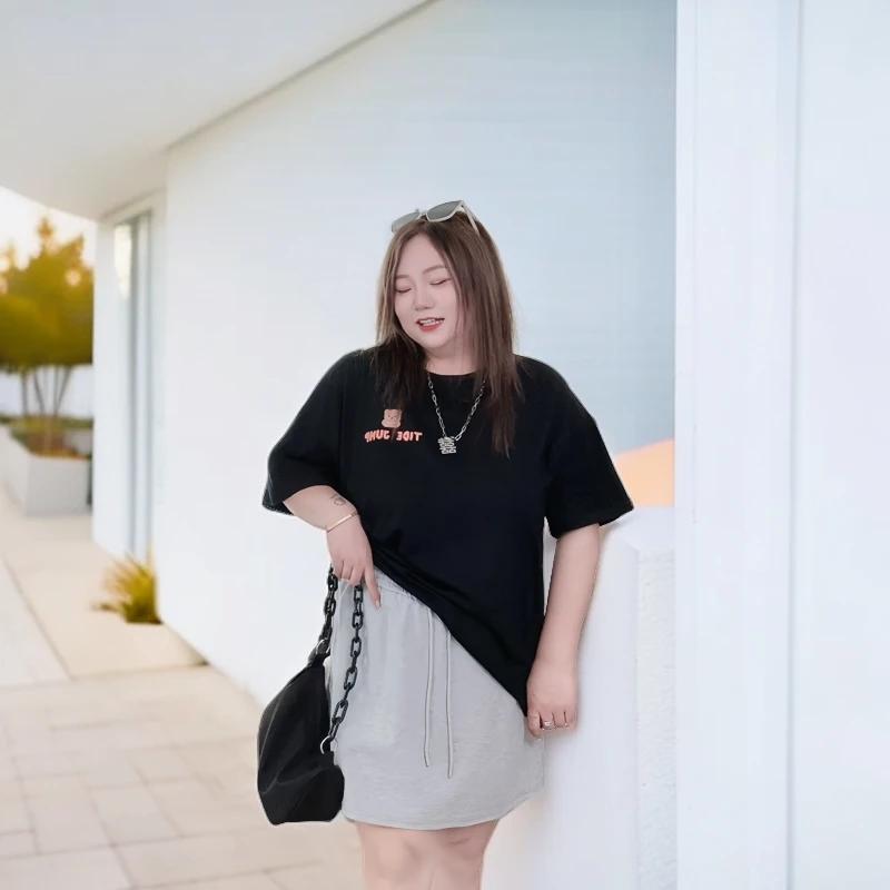 断码捡漏~长腿法则 / 韩妹款短款卫裙11102花契大码200斤胖mm