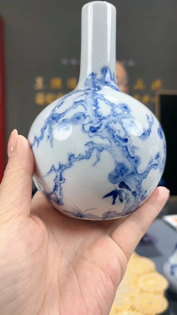 【闪购商品】官窑瓷画院235官窑瓷画院松竹梅天球瓶