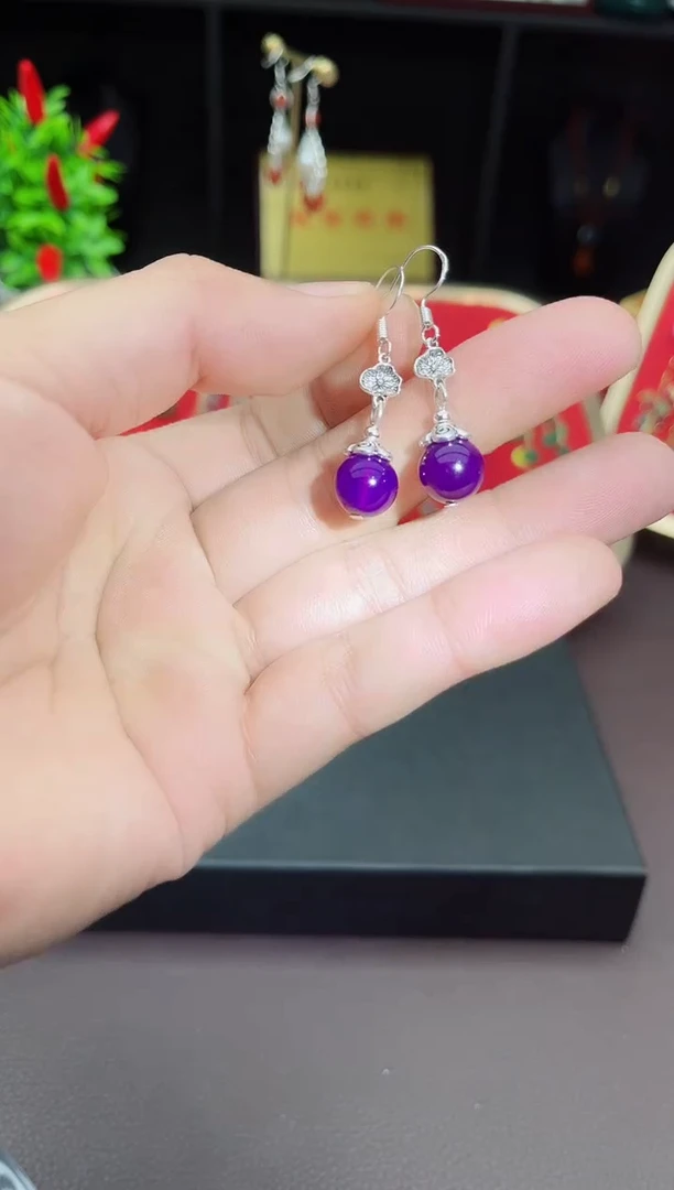 【闪购商品】玛瑙/玉髓耳钉银S925镶嵌235000