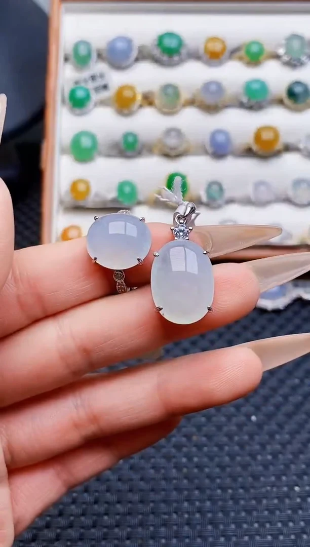 银S925镶嵌戒指翡翠4396