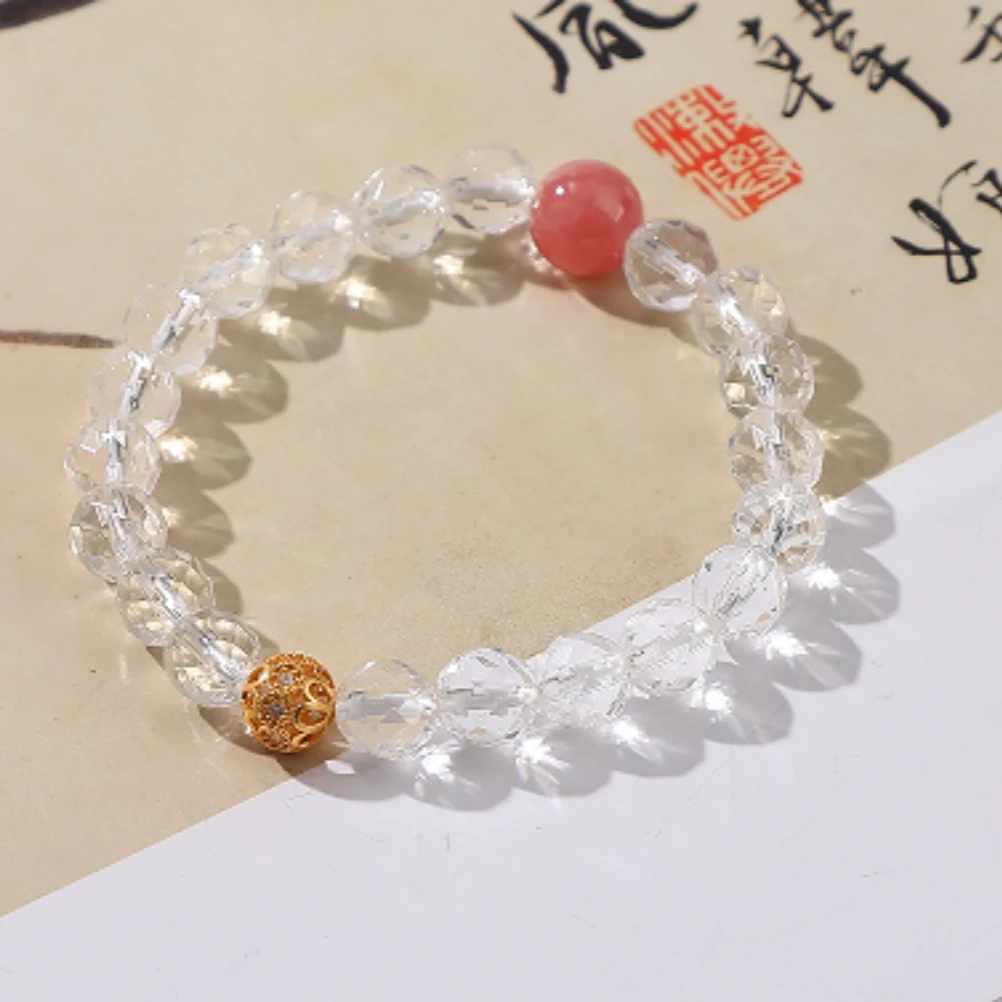 一了个卜红纹石配比白水晶手串