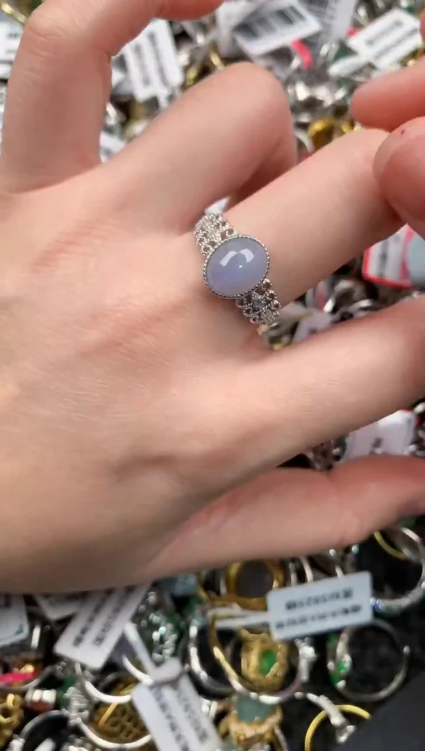 银S925镶嵌戒指翡翠333---2