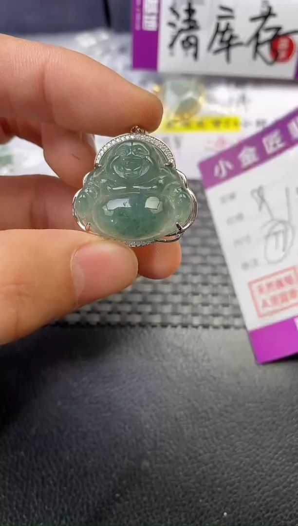 颈饰银S925镶嵌翡翠君*兰挂件