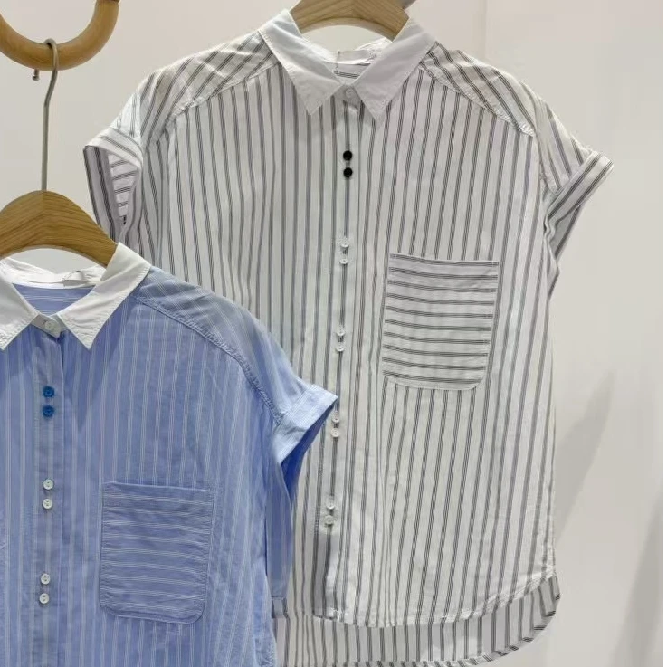 条纹短袖衬衣！夏天必备单品，显瘦好看！