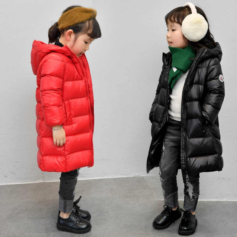 儿童羽绒服男童女童连帽加厚过膝中长款排骨保暖白鸭绒冬装外套潮