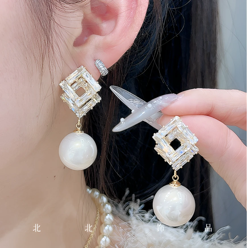 铜合金仿珍珠耳饰 银针锆石爱心珍珠蝴蝶耳环女法式气质耳钉耳饰