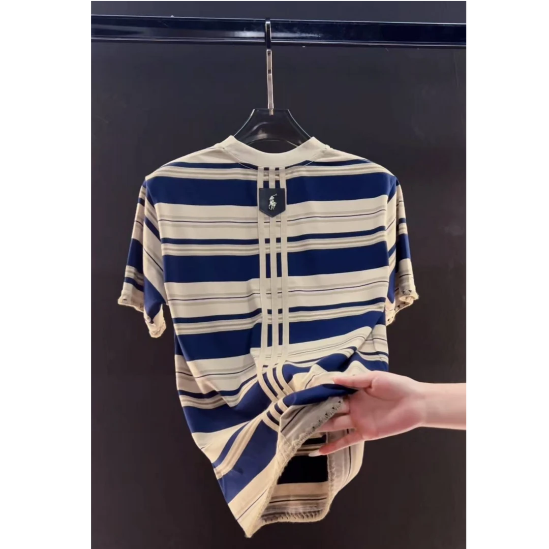 2025年夏季新款高奢拼接短袖男女同款---26杏色