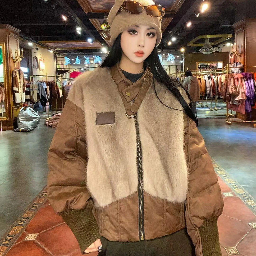 【CY】 85062-E 2024冬季新款轻奢水貂鹅绒服皮草外套