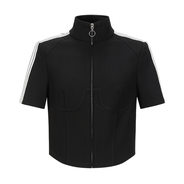 【籽言专属】Y421110261重工短外套2024夏季新款拉链立领短袖上衣