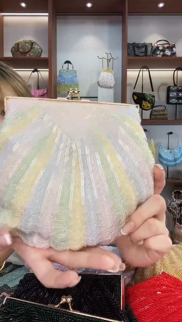 织物11号手工珠珠包包腋下斜跨包手拿包手提晚宴包