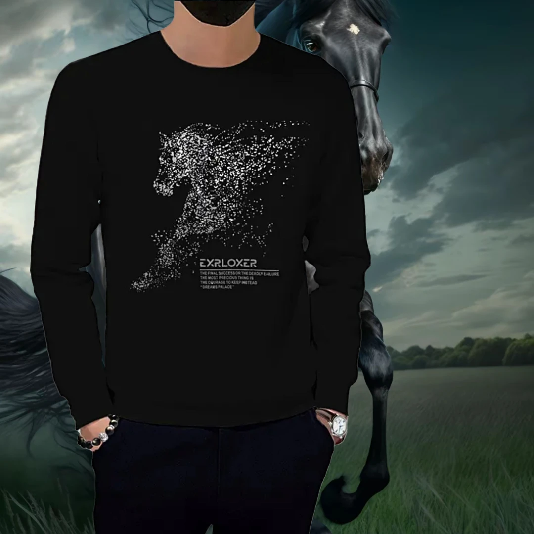 男士星空圆领潮流宽松长袖套头卫衣休闲秋季秋冬百搭修身时尚上衣